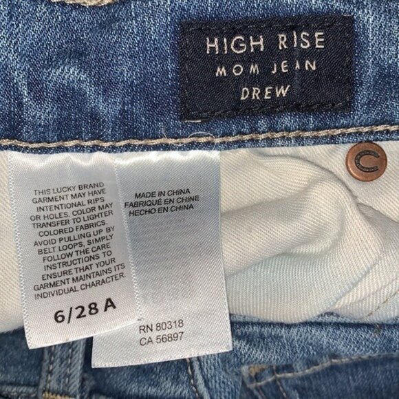 Lucky Brand High Rise Mom Jeans Drew 6/28 Ankle Medium Wash Denim Womens Casual - Picture 3 of 14